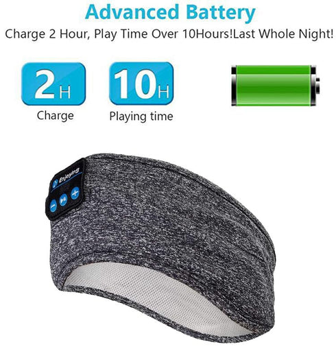 Wireless Bluetooth Sports Headband Headphones, Ultra-Thin HD Stereo for Sleeping, Workout, and Travel (Gray)