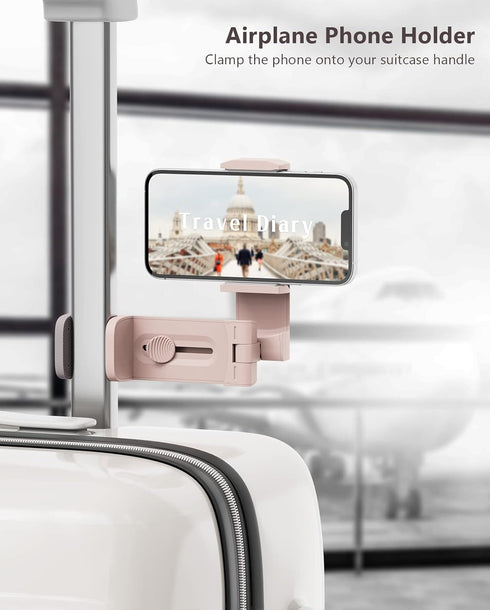 MiiKARE Airplane Travel Essentials Phone Holder, Universal Handsfree Phone Mount for Flying with 360 Degree Rotation, Table-Pink