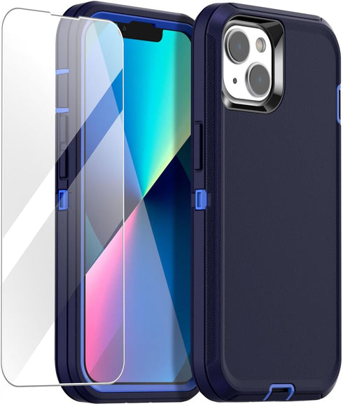 AICase Heavy Duty Rugged Case for iPhone 13/14 (6.1") with Glass Screen Protector, Shockproof & Dustproof.