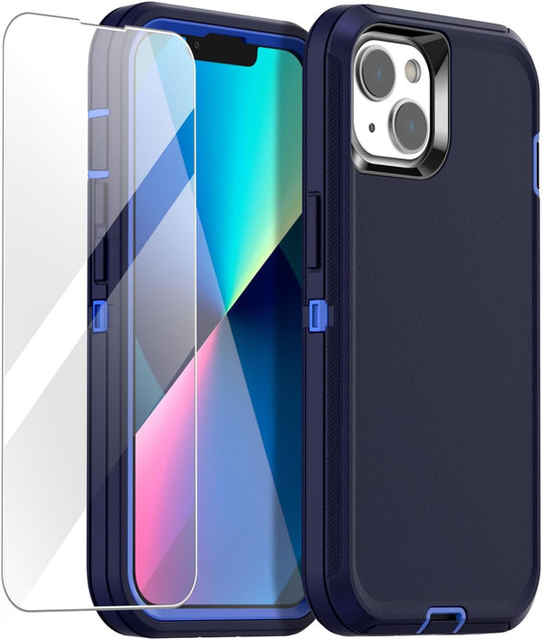 AICase Heavy Duty Rugged Case for iPhone 13/14 (6.1") with Glass Screen Protector, Shockproof & Dustproof.