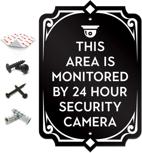 Security Door Signs - Polite Surveillance Warning House Sign, Heavy-Duty Weather-Resistant with Easy Installation