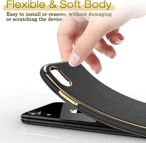 LOHASIC Leather Case for iPhone XR - Luxury Slim Flexible Soft Full Body Grip Bumper Shockproof Protective Cover