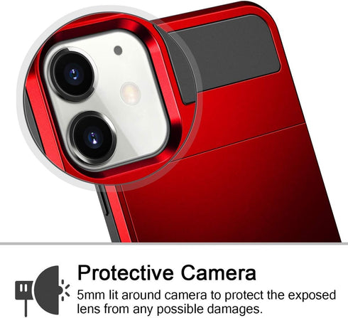 Vofolen Case for iPhone 11, Wallet Credit Card Holder, Anti-Scratch Dual Layer Hybrid Bumper Armor, Bright Red