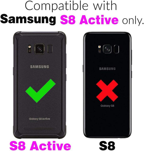 Asuwish Phone Case for Samsung Galaxy S8 Active Wallet Cover with Tempered Glass Screen Protector and Flower Flip Credit Card Holder Cell Accessories S8Active 8s S 8 8Active G892A Women Men Dark Green