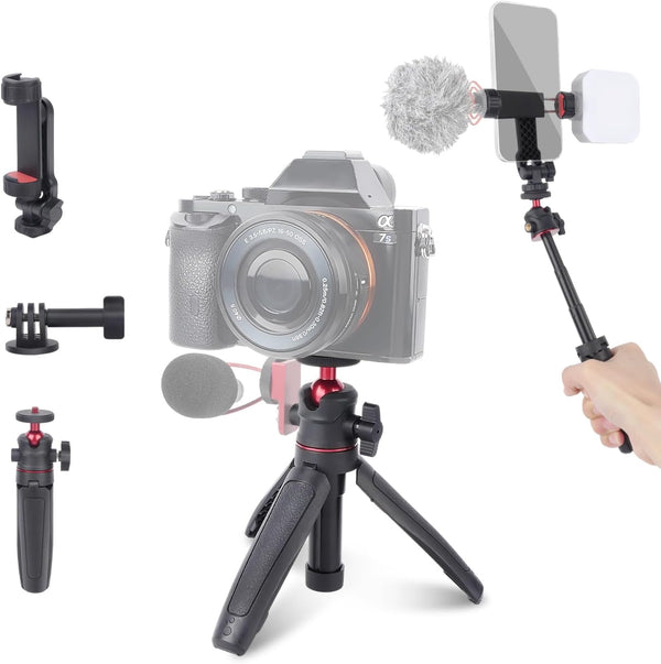 Mechrig Extendable Mini Tripod Selfie Stick Kits, Vlogging Tripod Camera Handheld with 360
