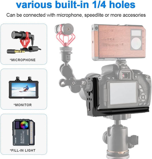 DSLR Camera L Bracket Quick Release Plate, Lightweight, Universal Application, Compatible with Canon Nikon Sony DJI