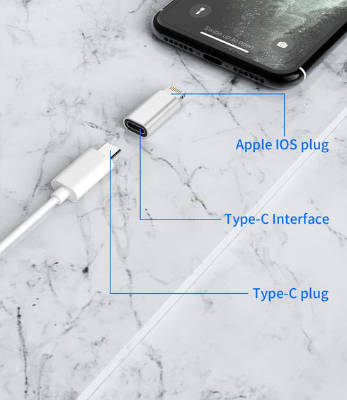 Zoyuzan 3-Pack USB C Female to Lightning Male Adapter for iPhone 12, 11 Pro Max, iPad Air - Fast Charging & Data