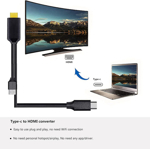 USB C to HDMI Cable, 6Ft Phone to TV Adapter, 4K Display & Charging for Macbook Pro/iPad Pro/Laptop