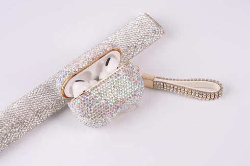 Sparkly Diamond Case for AirPods Pro 1&2 Generation, Shockproof Rhinestone Cover with Keychain