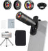 Andoer 4-in-1 Phone Lens Kit, External Phone Camera Lens Set with 22X Telephoto, 205° Fisheye, 4K Wide Angle, 25X Macro