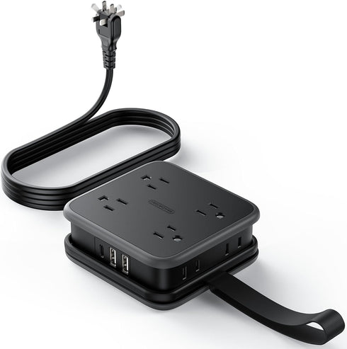 NTONPOWER 2 Prong Power Strip, 2 to 3 Prong Outlet Adapter, 5 ft Extension Cord, 8 Outlets, 3 USB, Wall Mount