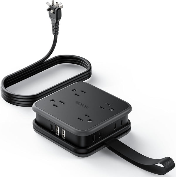 NTONPOWER 2 Prong Power Strip, 2 to 3 Prong Outlet Adapter, 5 ft Extension Cord, 8 Outlets, 3 USB, Wall Mount