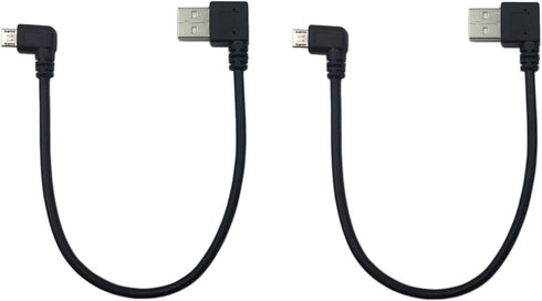 CERRXIAN 9Inch Micro USB Cable Combo - Left Angle Micro USB to USB 2.0 Type A Right Angle Male Data Sync Cable (Black,