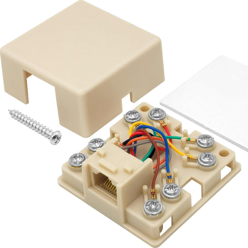 RJ31X Phone Jack Terminal Block with Shorting Bar, Surface Mount 8 Screw Terminals to RJ31X 8P8C Female