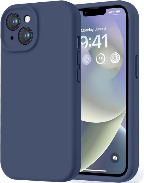 LOVE 3000 iPhone 14 Case, Shockproof Protective Premium Silicone with Soft Anti-Scratch Microfiber Lining, Navy Blue
