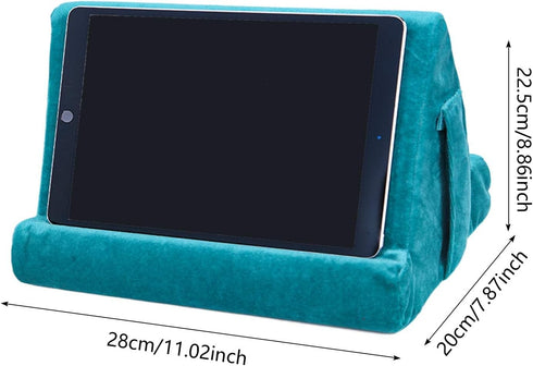 Tablet Stand Multi-Angle Lazy Holder with Soft Pad, Net Pocket & Phone Stands for Lap, Knee, Sofa, and Bed (Light Blue)