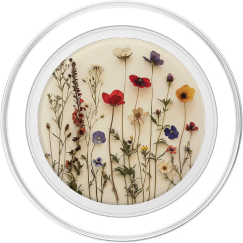 Boho Wildflower Aesthetic Mixed Flowers Pressed Flower PopSockets MagSafe PopGrip for iPhone Beige