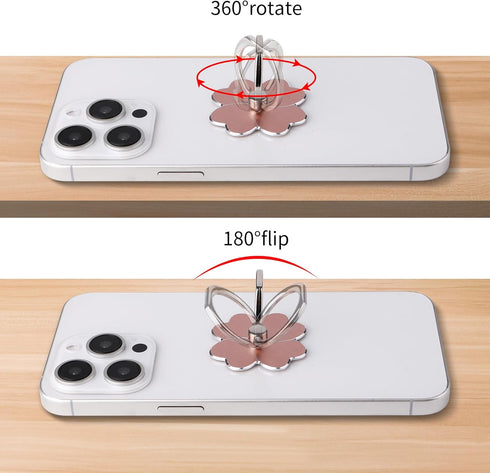 Golden Pearl 4pc-Cell Flower,360 180Angle Phone Ring Stand,Cell Phone Ring Holder Rotate and Adjustable Metal Finger