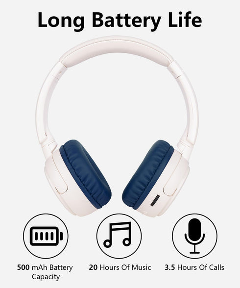 Wireless On-Ear Headphones Bluetooth with Microphone, Lightweight Foldable Wireless Headphones, Built-in LED Lights, FM