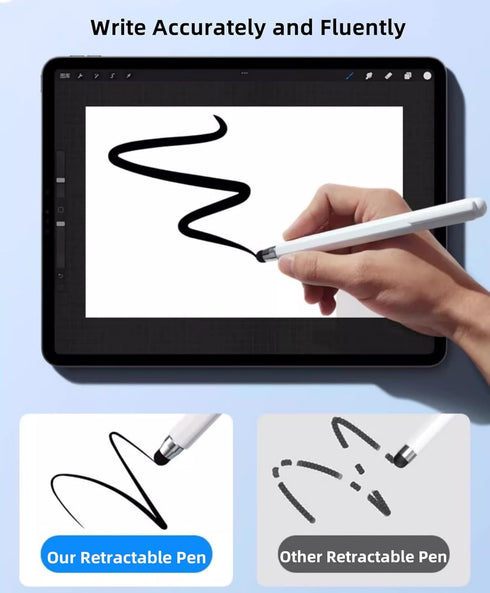 Universal Telescopic Stylus Pen - Retractable Pointer Stick & Stylus with Flocking Tip for Touch Screens (White)