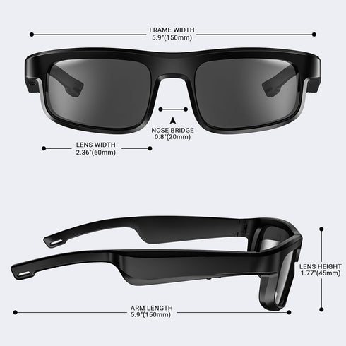 Smart Glasses, Polarized Bluetooth Sunglasses with Built-in Mic & Speakers, Voice Assistant, UV Protection