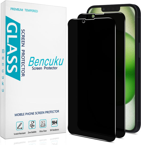 HPTech 2 Pack Privacy Screen Protector for iPhone 14 - Anti-Spy Tempered Glass 6.1-inch, Anti Scratch