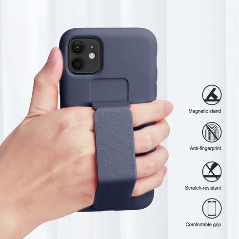 LAUDTEC Silicone Kickstand Case for iPhone 11, Vertical and Horizontal Stand, Soft Liquid Silicone, Blue
