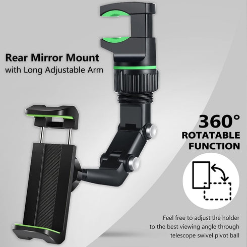 PKYAA Rearview Mirror Phone Mount Holder for Car, 360° Rotating , Multifunctional Mount Phone and GPS Holder Universal Car Phone Holder for All Smartphones by PKYAA
