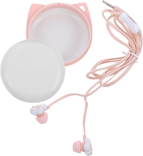 Paw Case Phones Microphone Headphones Wired Cat Style Corded - Phone Earphones Kitten Microphone USB Cell Cartoon Girls