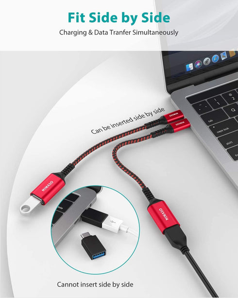 NIMASO USB C to USB 3.1 Adapter 2 Pack - OTG Cable Type C Male to USB Female Compatible with iPhone 15/15 Pro/15