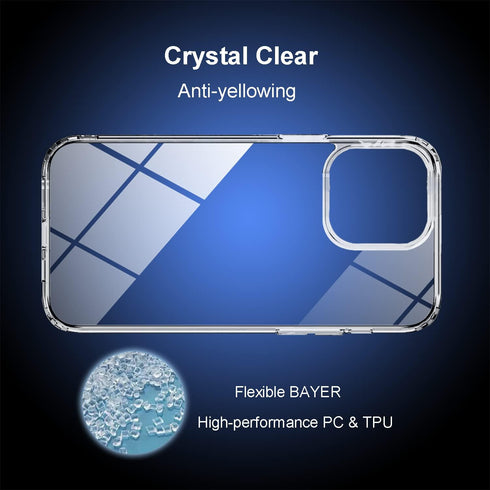 TENOC Phone Case Compatible with iPhone 15, Non-Yellowing Clear Protective Bumper Hard Back Cover for 6.1 Inch