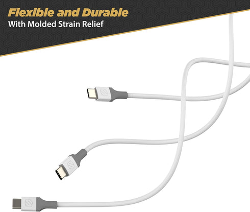 Scosche CC4WG-SP Strikeline USB-C to USB-C Sync Charging Cable, 4 Feet, White/Gray