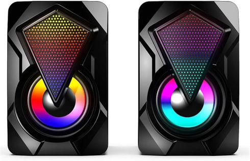 Computer 3.5mm Speakers with LED/Volume Control, USB Powered for Laptop