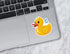 TNDesigns Cute Yellow Duck Splashing Water - Adorable Bathtub Rubber Duck Sticker with Playful Expression - Perfect