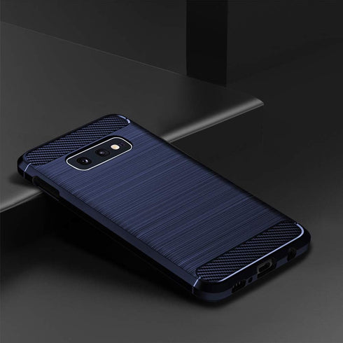 Asuwish Phone Case for Samsung Galaxy S10e, Slim Protective Silicone Cover with Tempered Glass Screen Protector, Navy