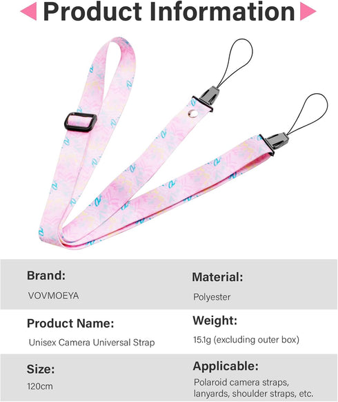 Camera Strap Kids, Lanyard Neck Strap for Fujifilm Mini Camera Kodak Smile + Smile Plus (Pink)