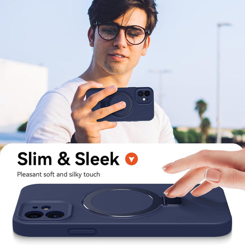 Vanxiliiy 12 12 6.1" Compatible with iPhone Case with Stand, Slim Premium Liquid Silicone Phone Cases for iPhone