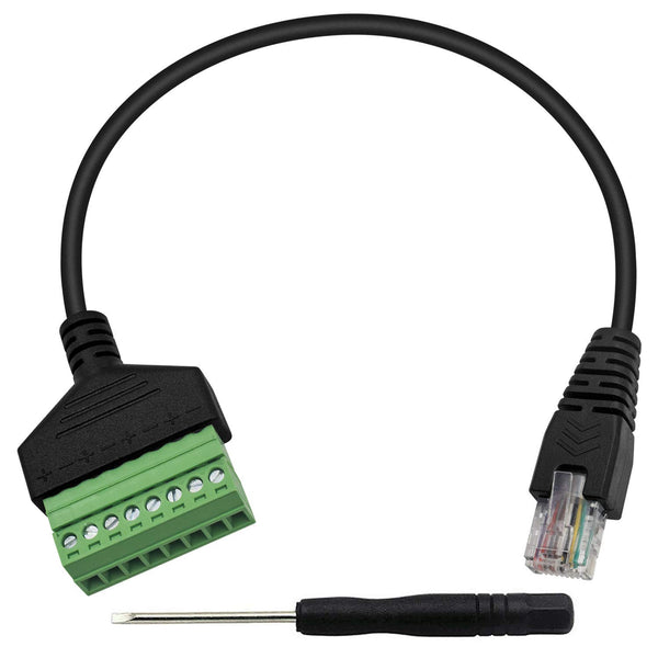 Poyiccot RJ45 Screw Terminal Adapter, RJ45 Male to 8 Pin Screw Terminal Connector for Cat5/6/7 AV CCTV, 12inch