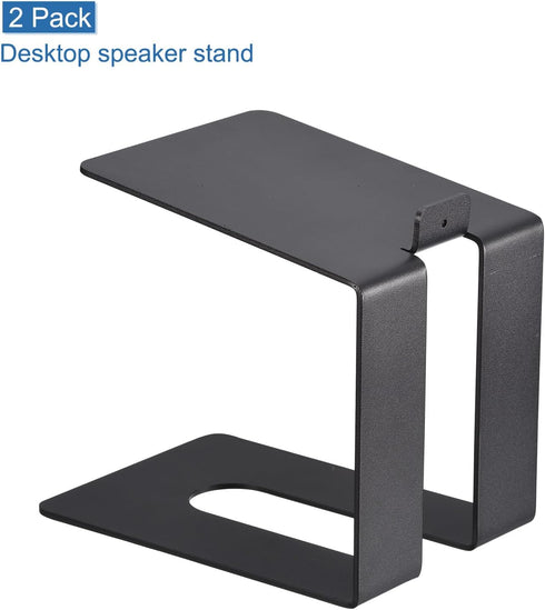 MECCANIXITY Desktop Speaker Stands - Metal Speaker Support with Vibration Absorption Pads, Black, Pack of 2