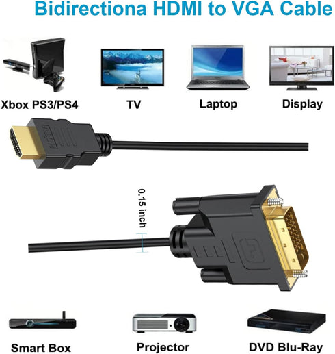 UV-CABLE 5-Pack, 6 1080P (5, HDMI to DVI Cable Ft Bidirectional DVI-D to HDMI Male to Male High Speed Adapter Cable