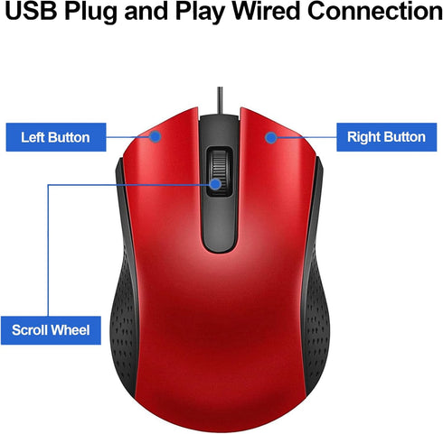Wired Mouse, Ergonomic Computer Mouse, USB Wired for Right or Left Hand, Durable Clicks for PC, Laptop, Desktop,