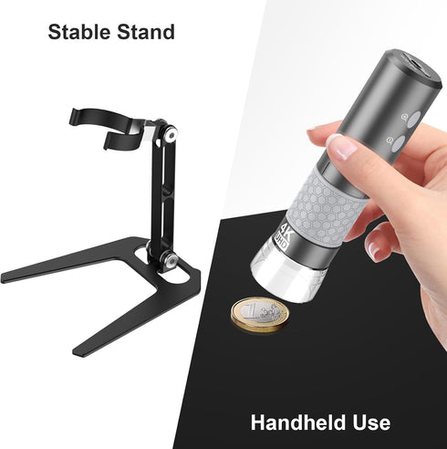 WiFi USB Digital Handheld Microscope, 50 to 1000x Wireless Magnification, 4K Camera with Metal Stand for iPhone Android