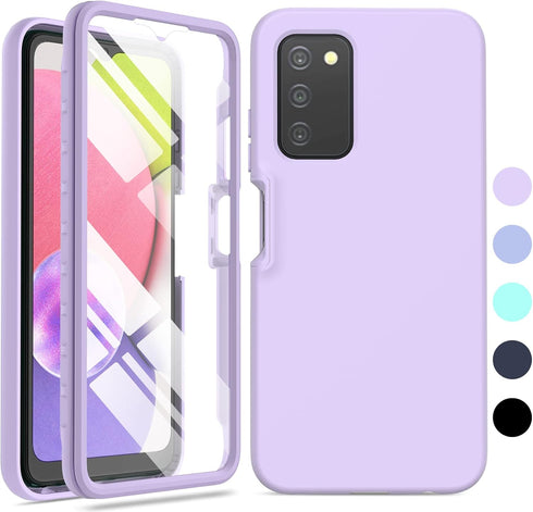Shop Samsung Galaxy A03s Case: Slim Shockproof Silicone, Durable TPU Dual Layer, Cute Lavender Purple Cover.
