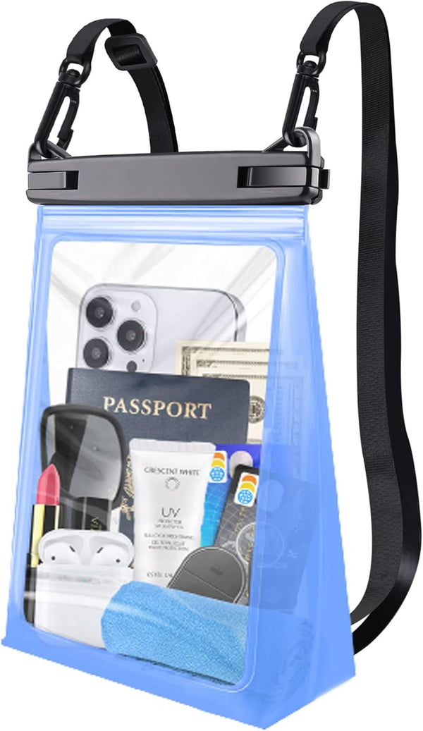 Extra Large Waterproof Phone Pouch, IPX8 Underwater Protector for Beach Vacation, Clear Dry Bag with Lanyard