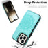 MMHUO Flower Magnetic Back Flip Case for iPhone 15 Pro, Mint, with Card Holder & Wallet Design