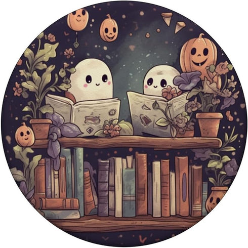 Cute Ghosts Reading Books PopSockets Standard PopGrip Halloween Librarian Book Lover