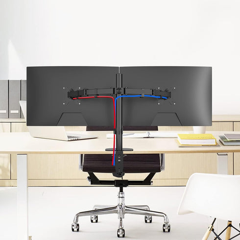 Pholiten Dual Monitor Arm, Computer Monitor Stand for 2 Monitors, Desk Mount for Dual Monitors