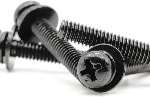 Replacement Screws, 1 Set of Metric Screws (Model RS-198456), Pan Head - Philips Drive - Black Plated (Pack of 4)