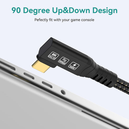 USB4 Cable with Thunderbolt 4, 240W Charging Cable, 40 Gbps Data Cable, 8K @ 60Hz HDR, USB C to USB C Cable, 90Degree