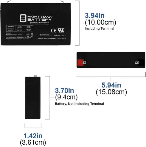 Mighty Max Battery 6V 7Ah UR500RM1U 2 Pack SLA Replacement Battery for CyberPower